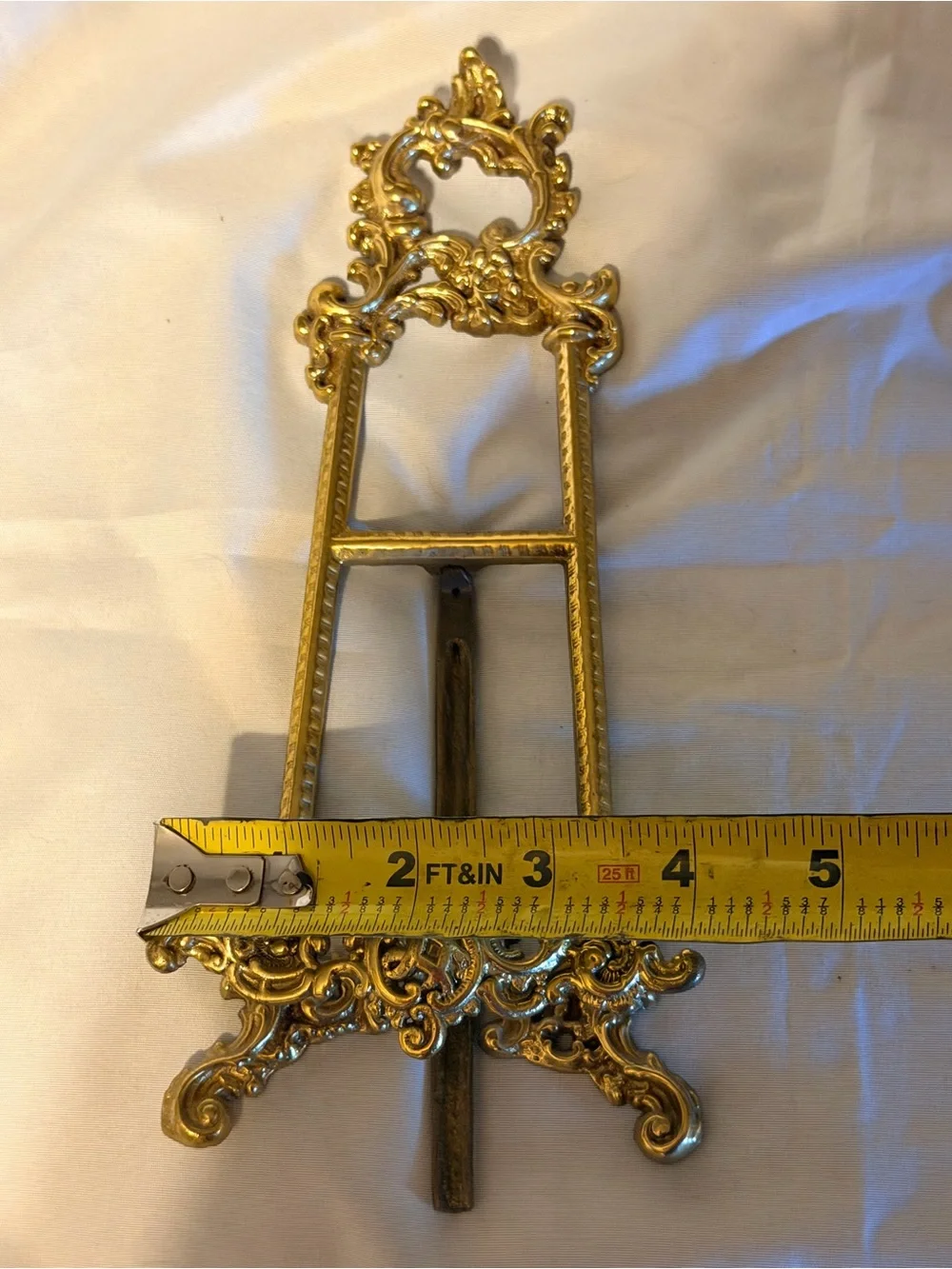 Vintage Ornate Brass Easel Display Stand | Gold Tone Victorian Cottage Decor 9.5